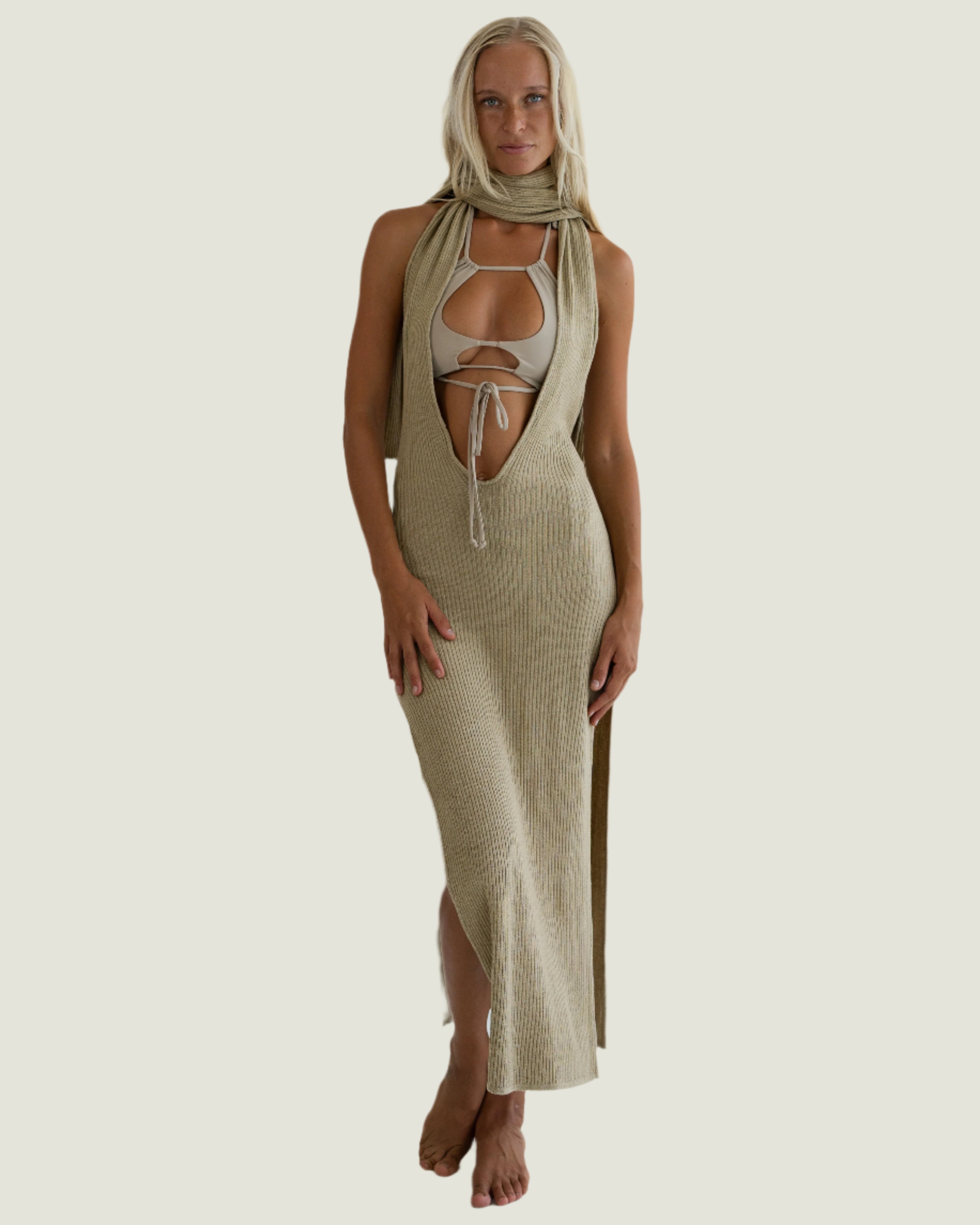 Nude Scarf Dress