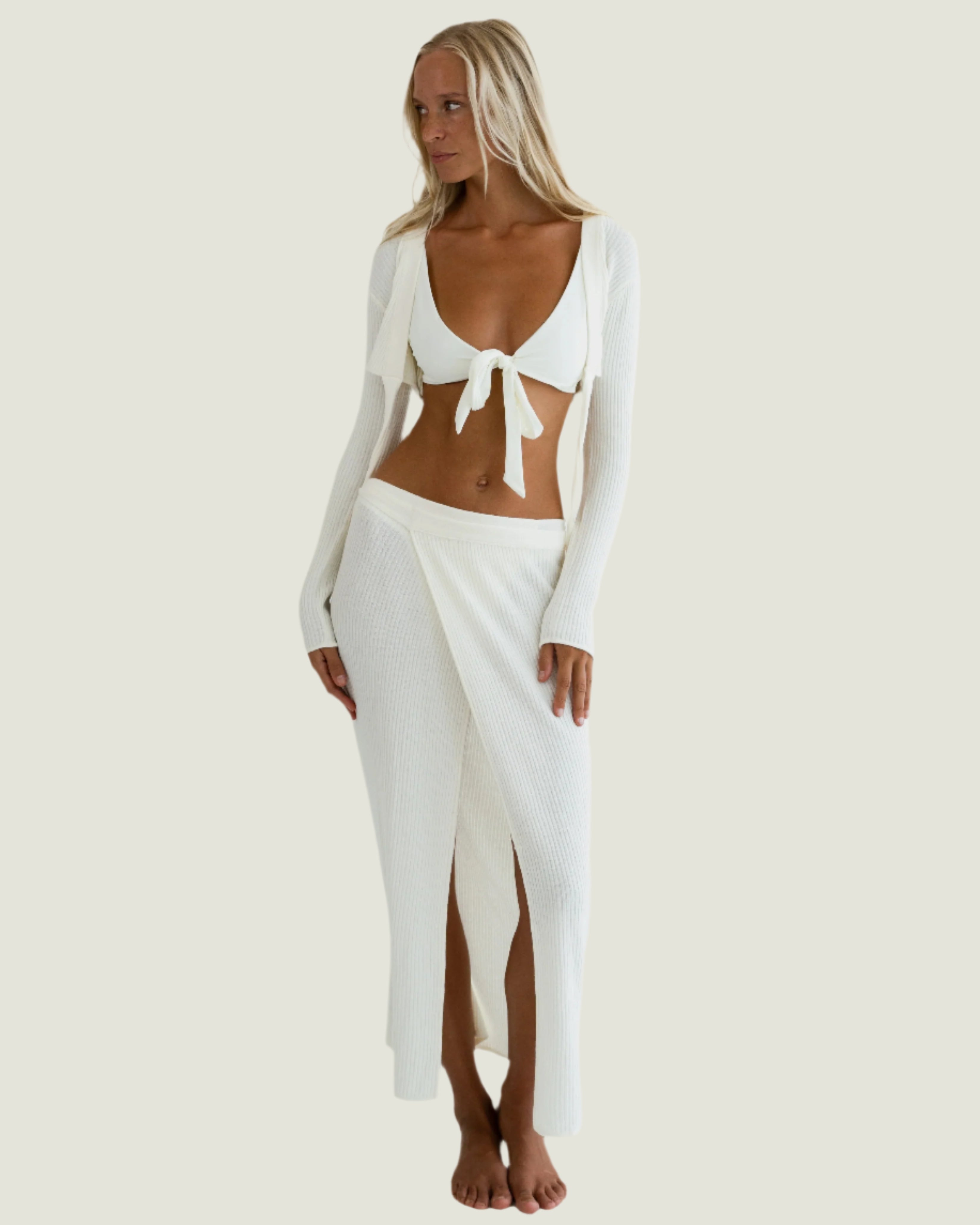 Ivory Long Wrap Skirt
